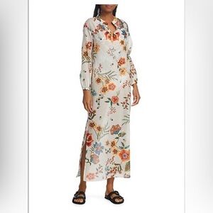NWT Johnny Was Puff-Sleeve Maxi Dress Brand New Size Large Silk Ramie Blend NEW